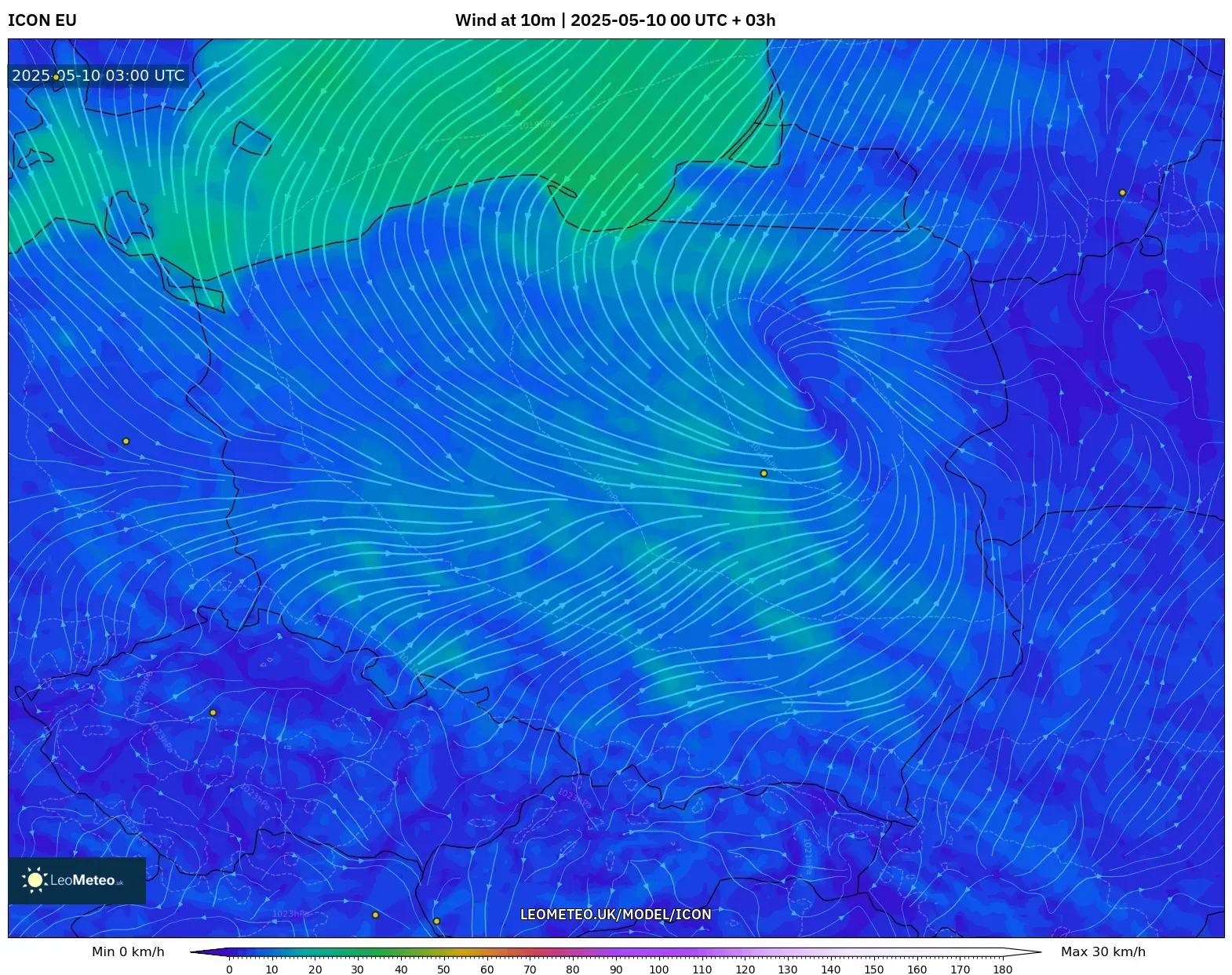 ICON - Poland, Wind at 10m ICON - Poland, Wind at 10m