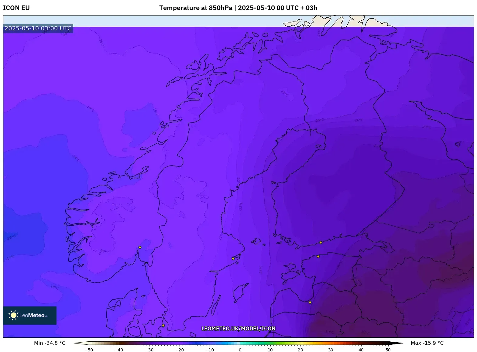 ICON - Scandinavia, Temperature at 850hPa ICON - Scandinavia, Temperature at 850hPa