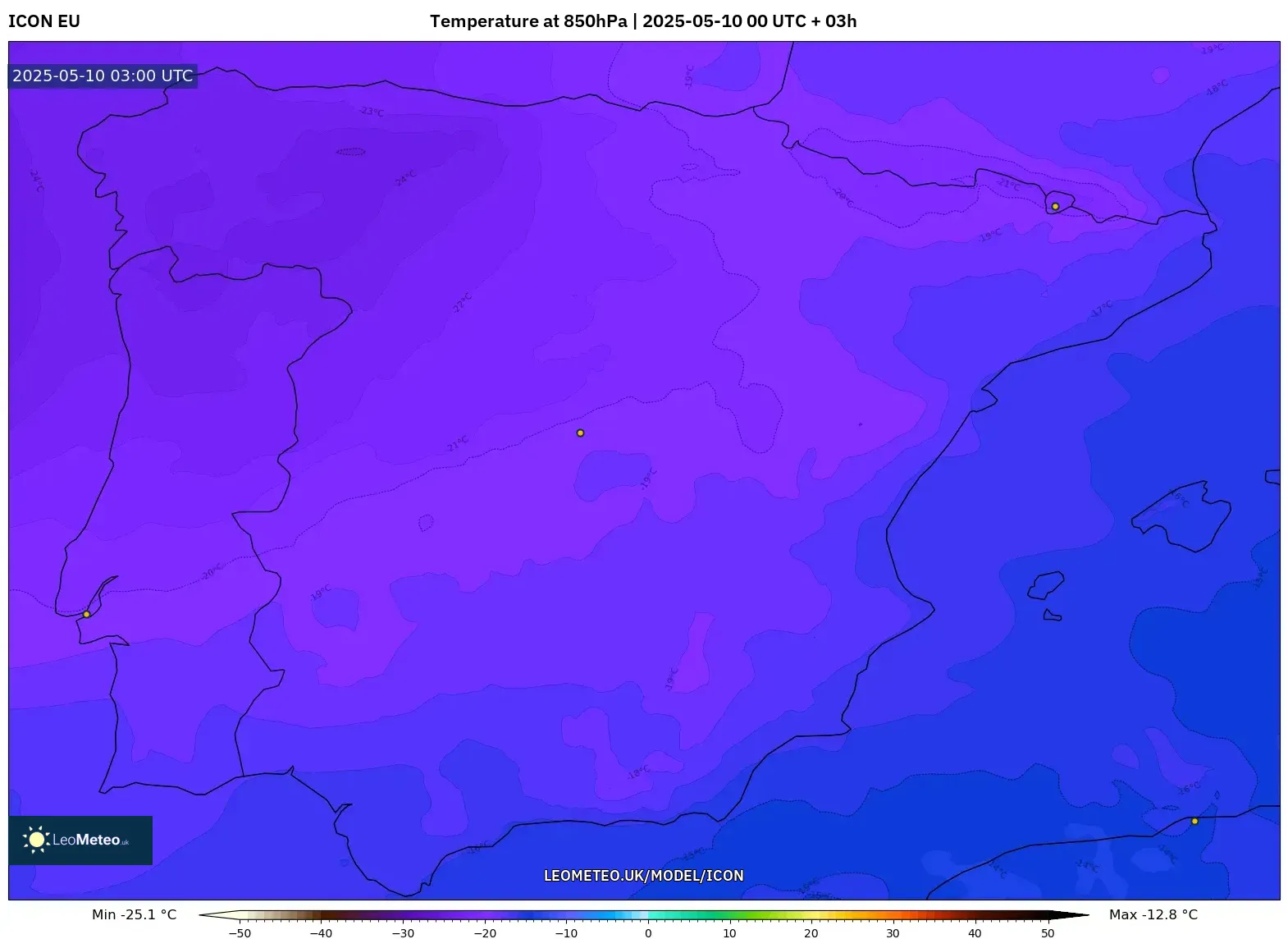 ICON - Spain, Temperature at 850hPa ICON - Spain, Temperature at 850hPa