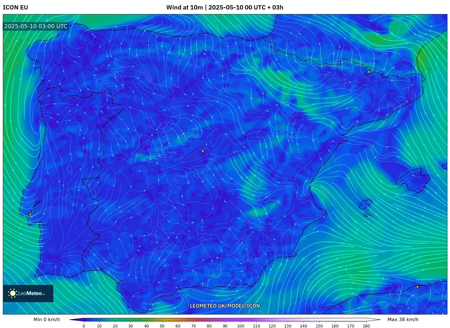 ICON - Spain, Wind at 10m ICON - Spain, Wind at 10m