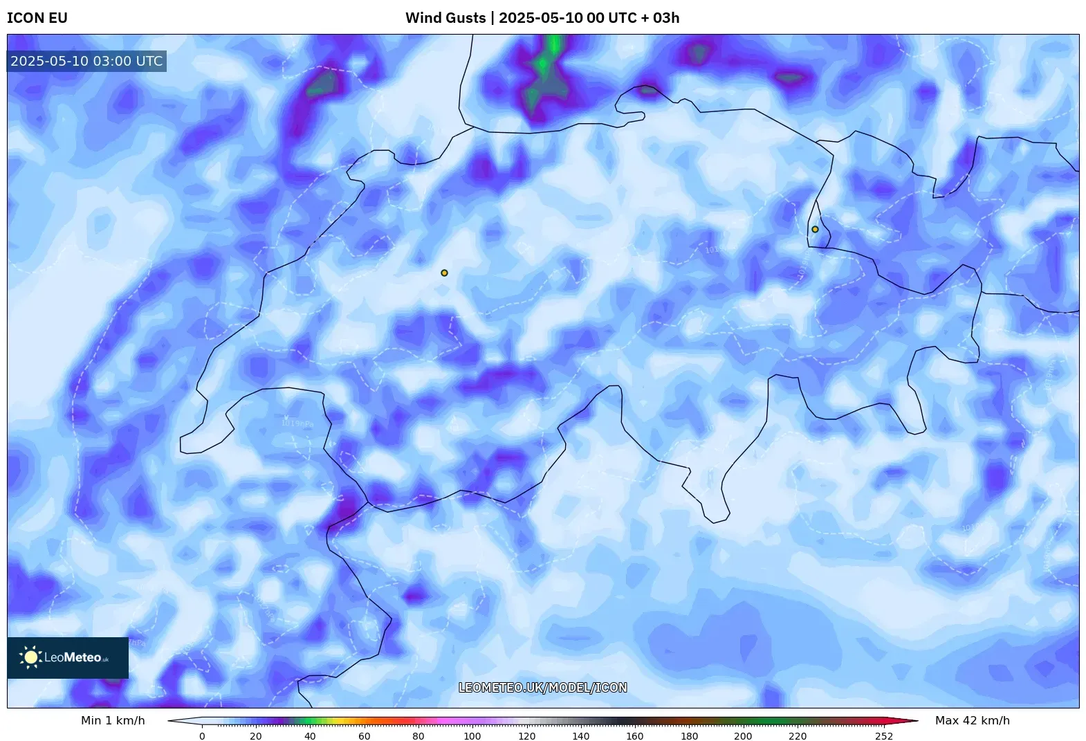 ICON - Switzerland, Wind Gusts ICON - Switzerland, Wind Gusts