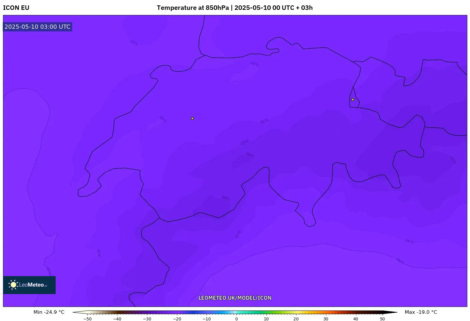 ICON - Switzerland, Temperature at 850hPa ICON - Switzerland, Temperature at 850hPa
