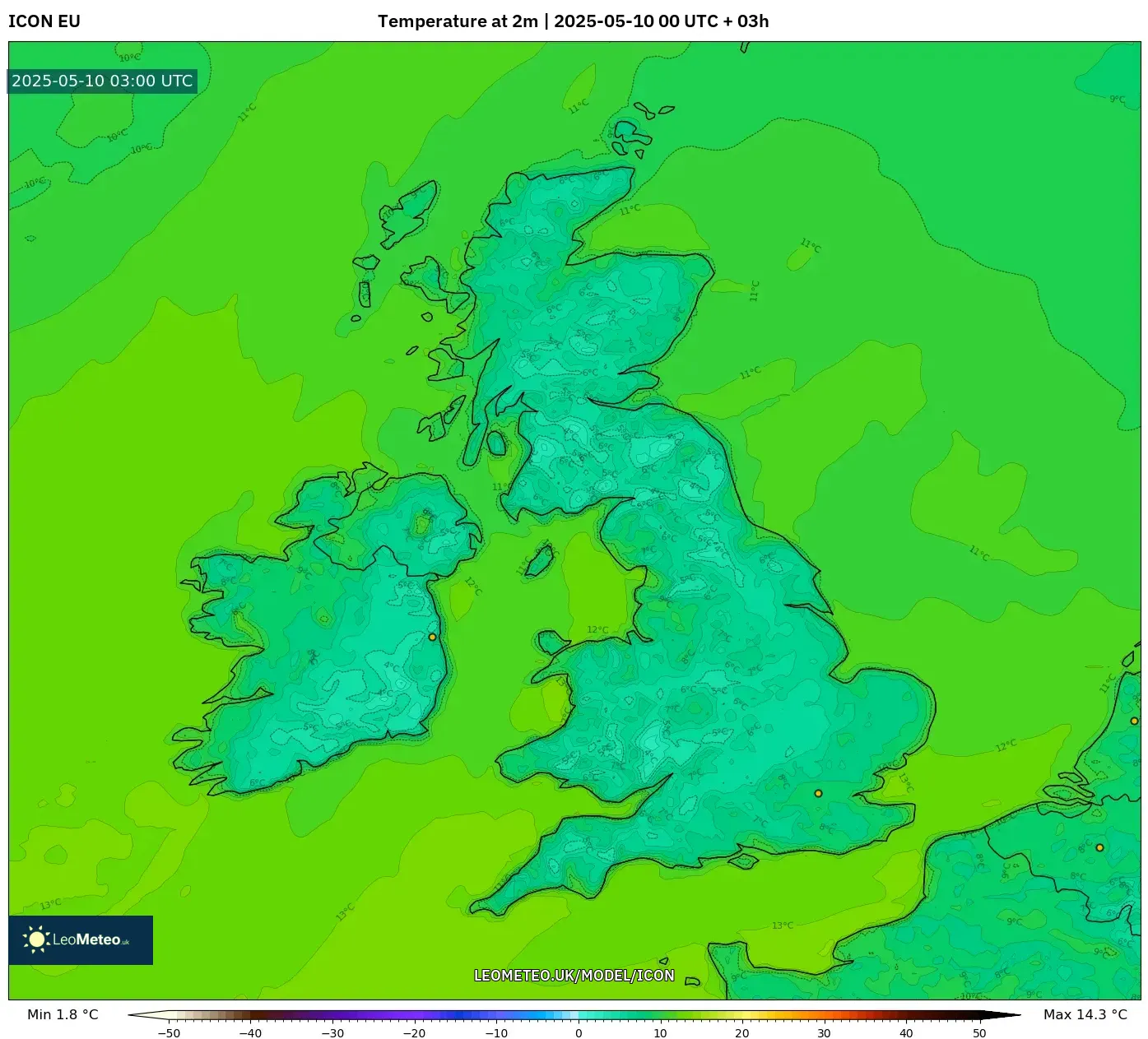 ICON - United Kingdom, Temperature at 2m ICON - United Kingdom, Temperature at 2m