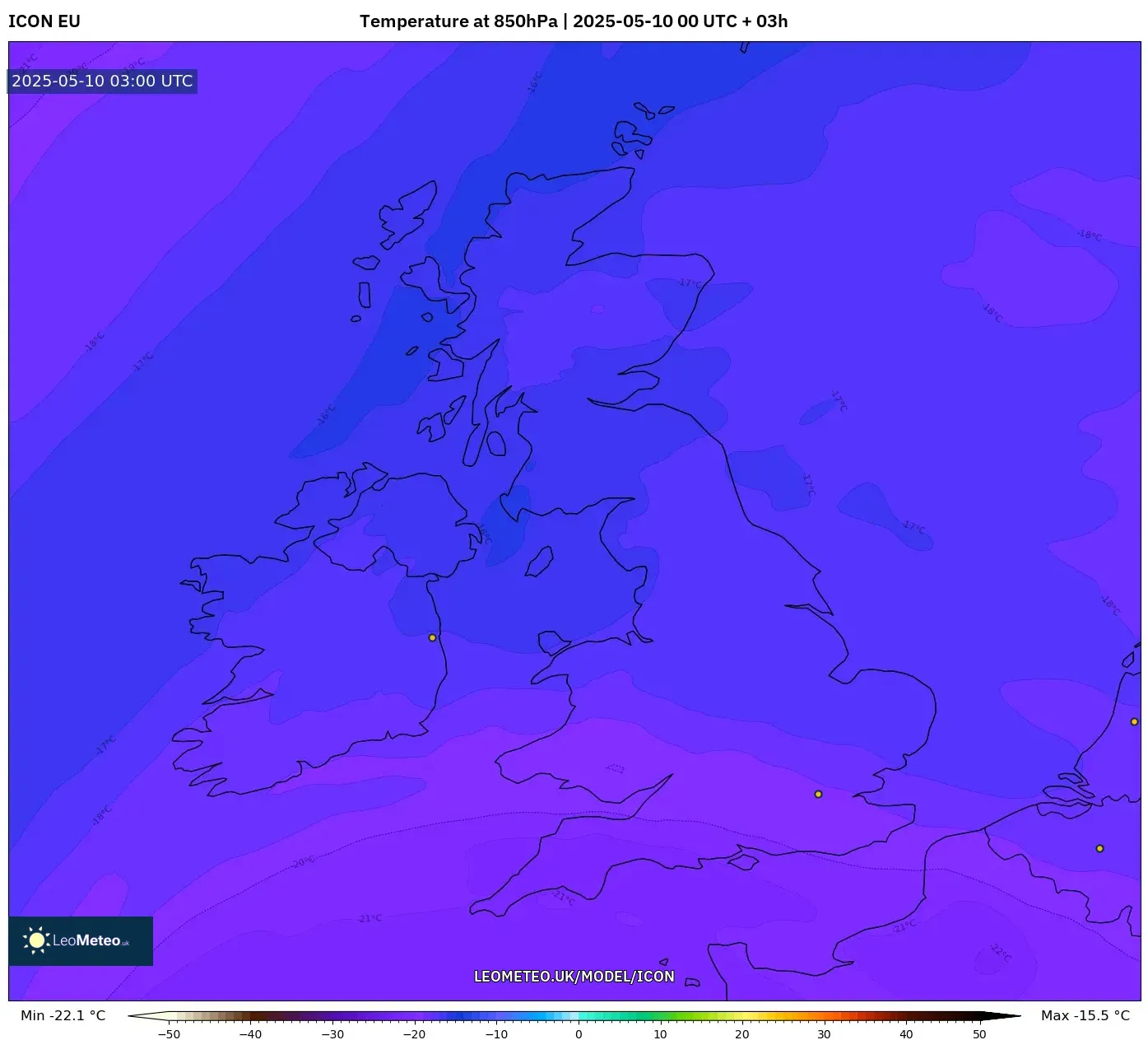 ICON - United Kingdom, Temperature at 850hPa ICON - United Kingdom, Temperature at 850hPa