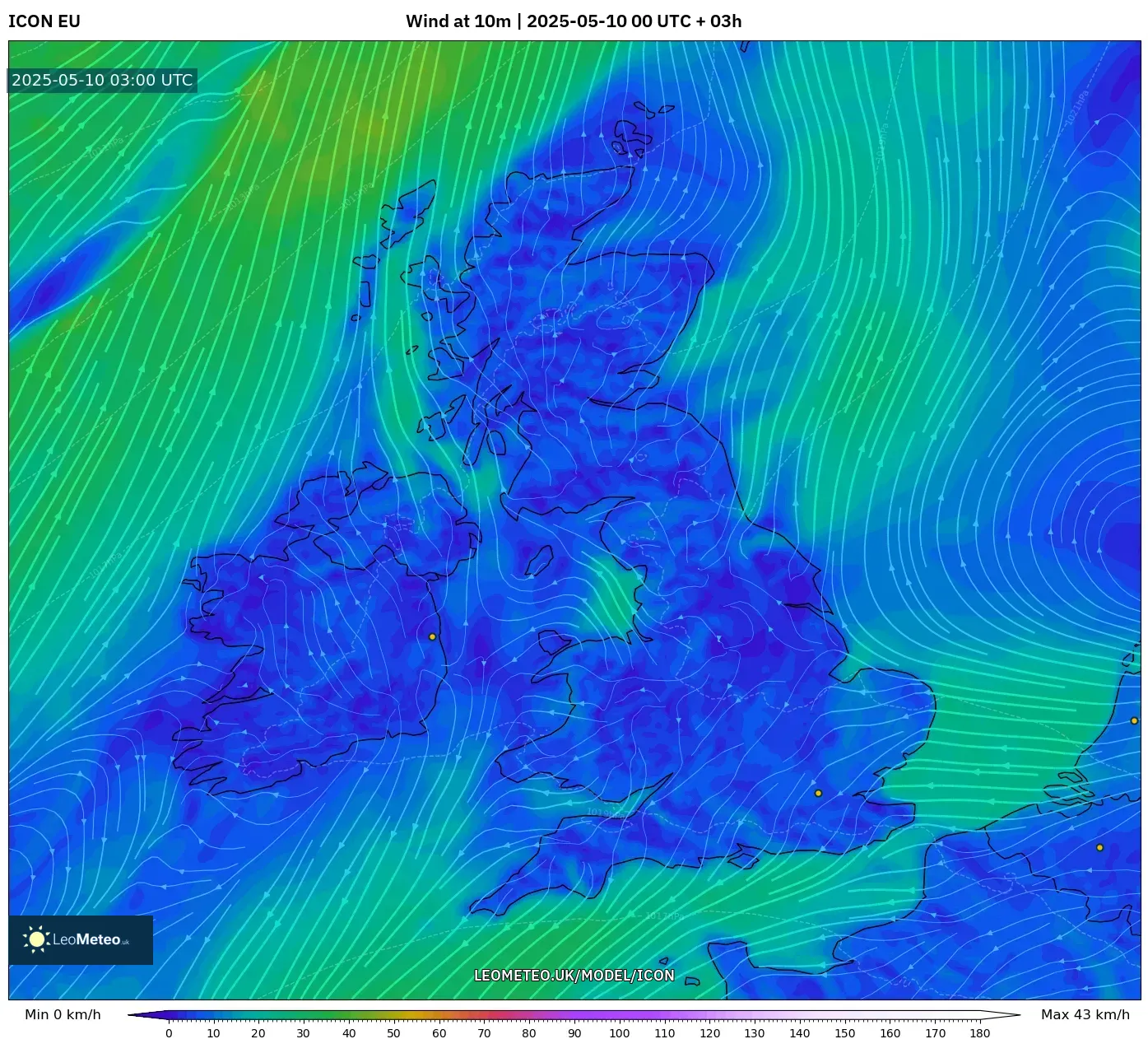 ICON - United Kingdom, Wind at 10m ICON - United Kingdom, Wind at 10m