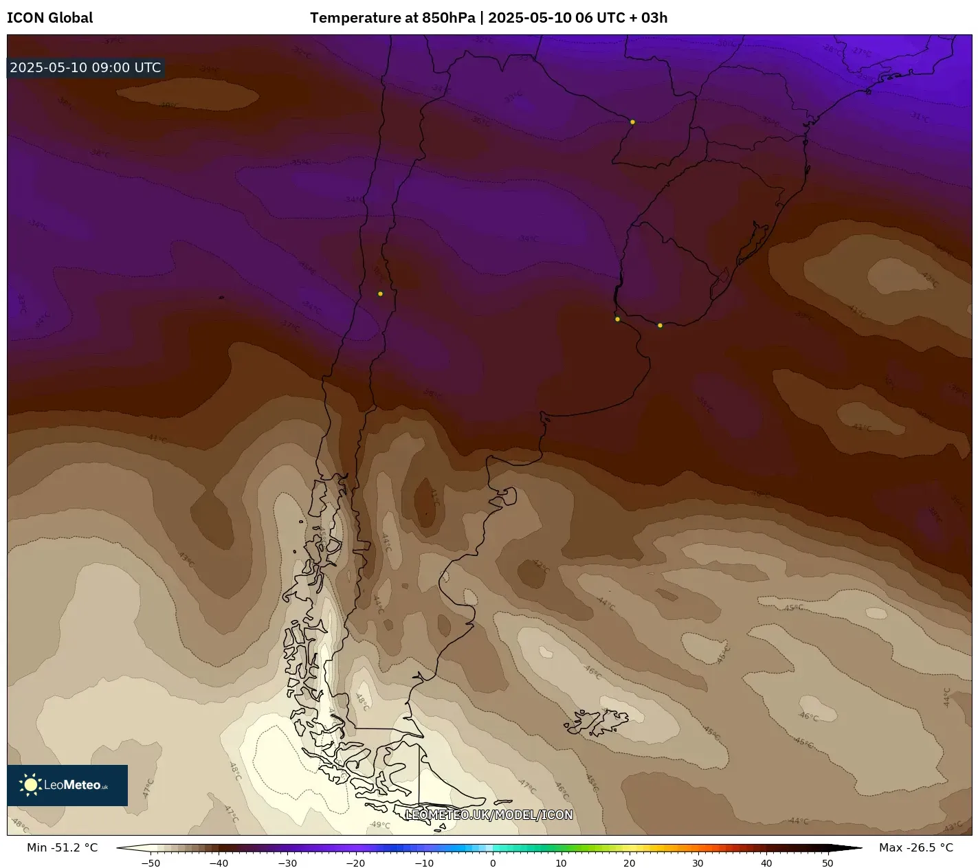 ICON - Argentina, Temperature at 850hPa ICON - Argentina, Temperature at 850hPa