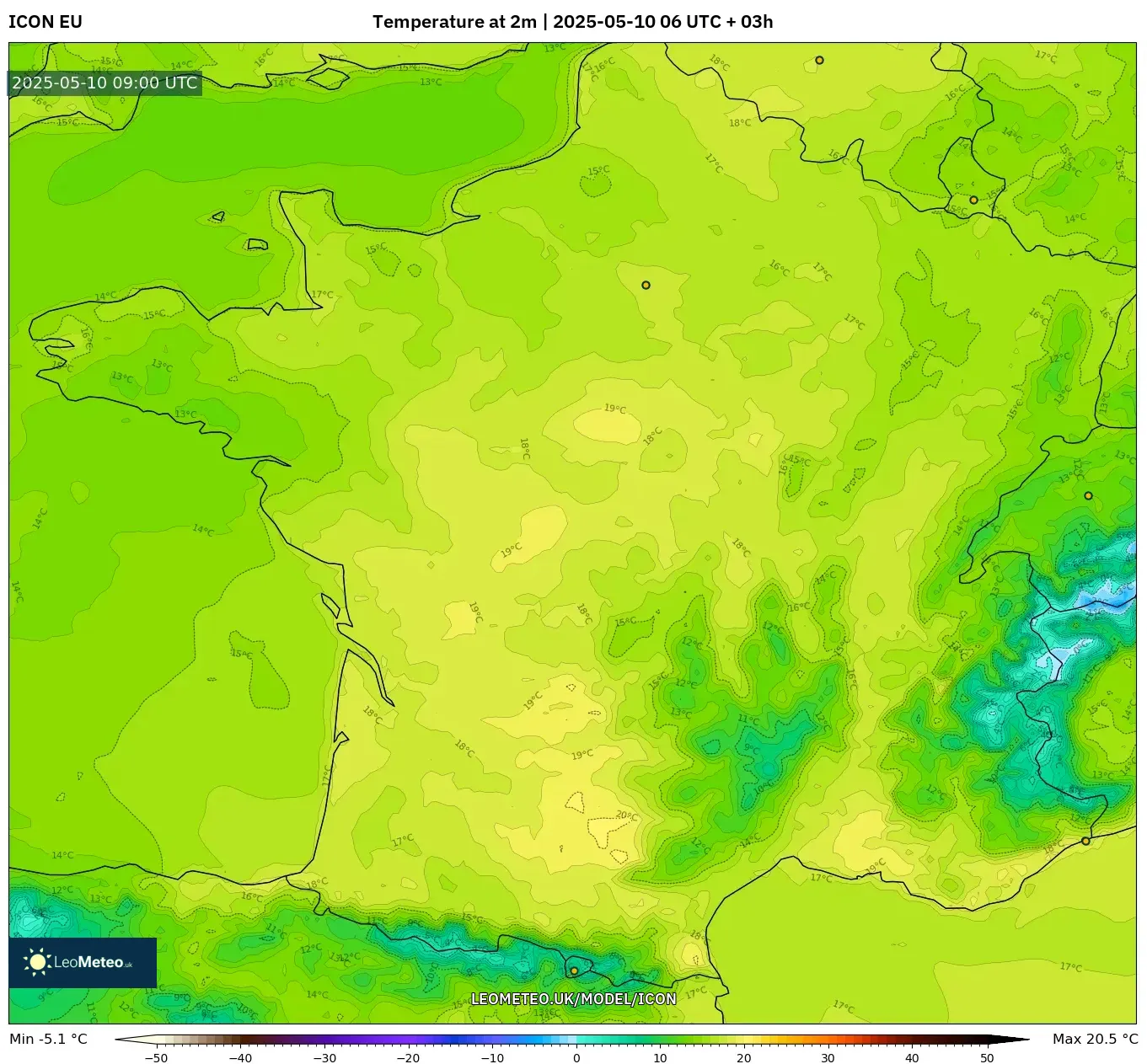 ICON - France, Temperature at 2m ICON - France, Temperature at 2m
