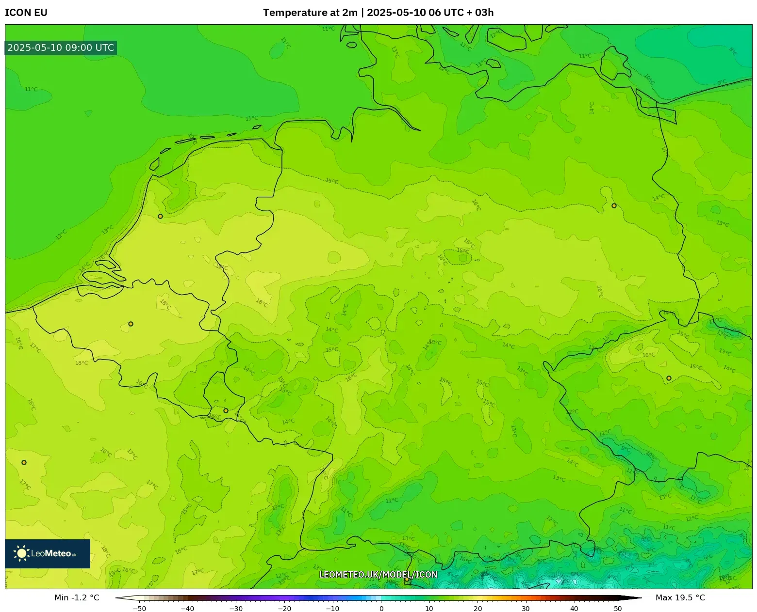 ICON - Germany, Temperature at 2m ICON - Germany, Temperature at 2m