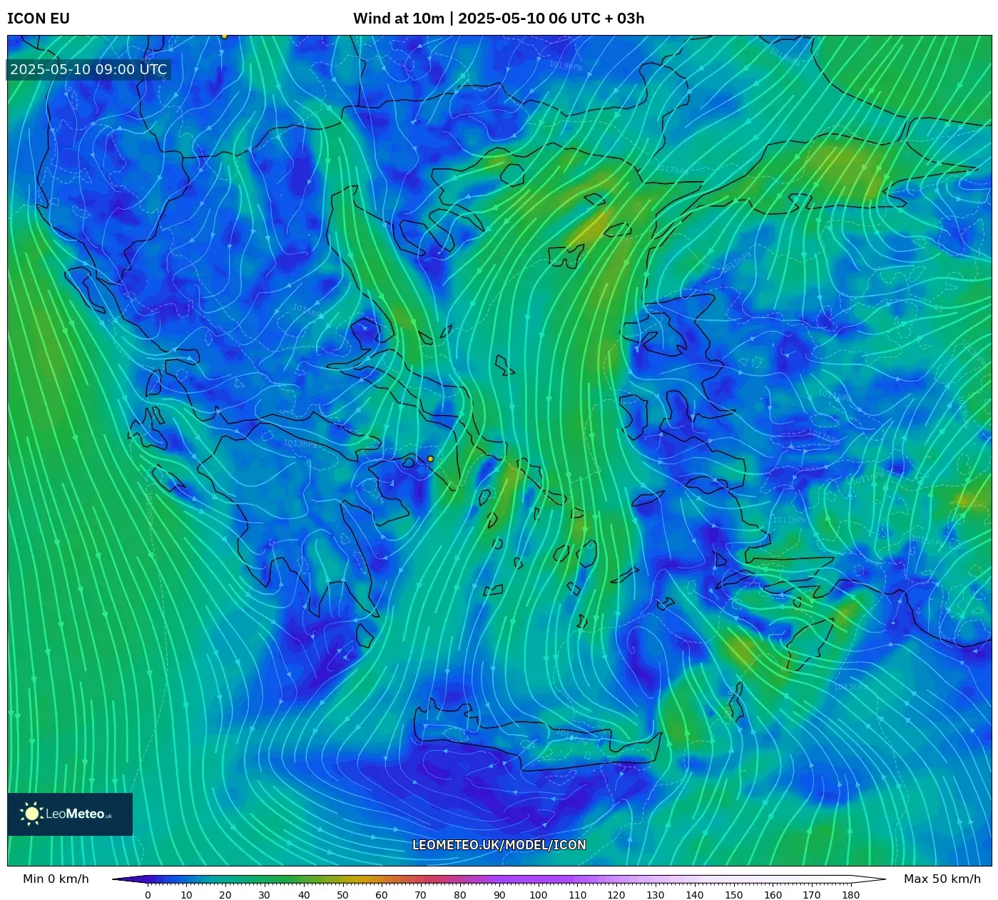 ICON - Greece, Wind at 10m ICON - Greece, Wind at 10m