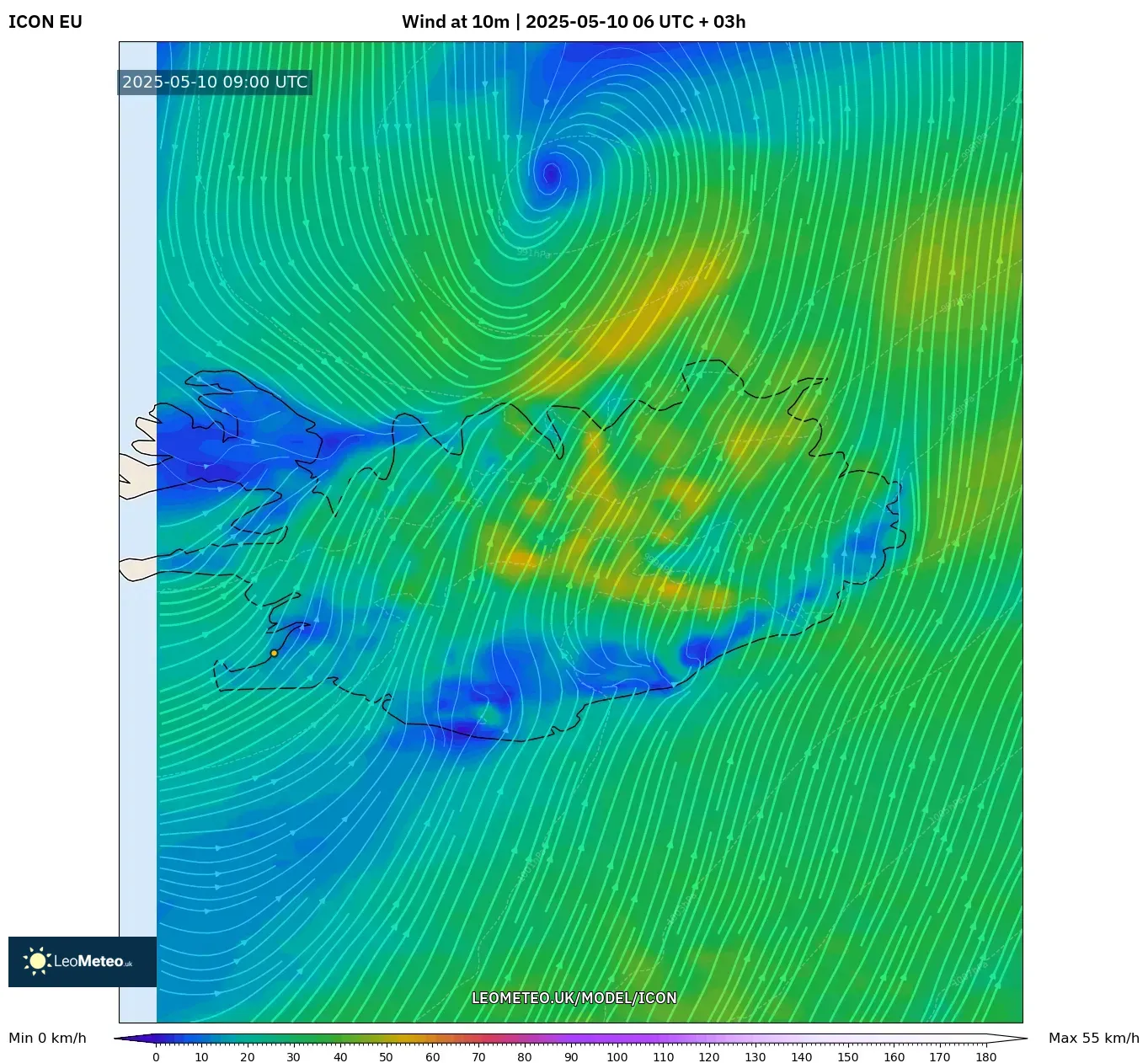 ICON - Iceland, Wind at 10m ICON - Iceland, Wind at 10m