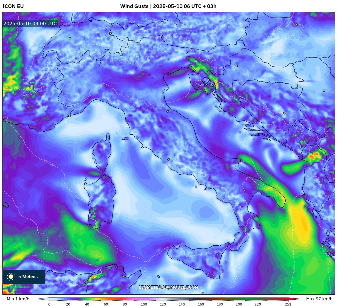 ICON - Italy, Wind Gusts ICON - Italy, Wind Gusts
