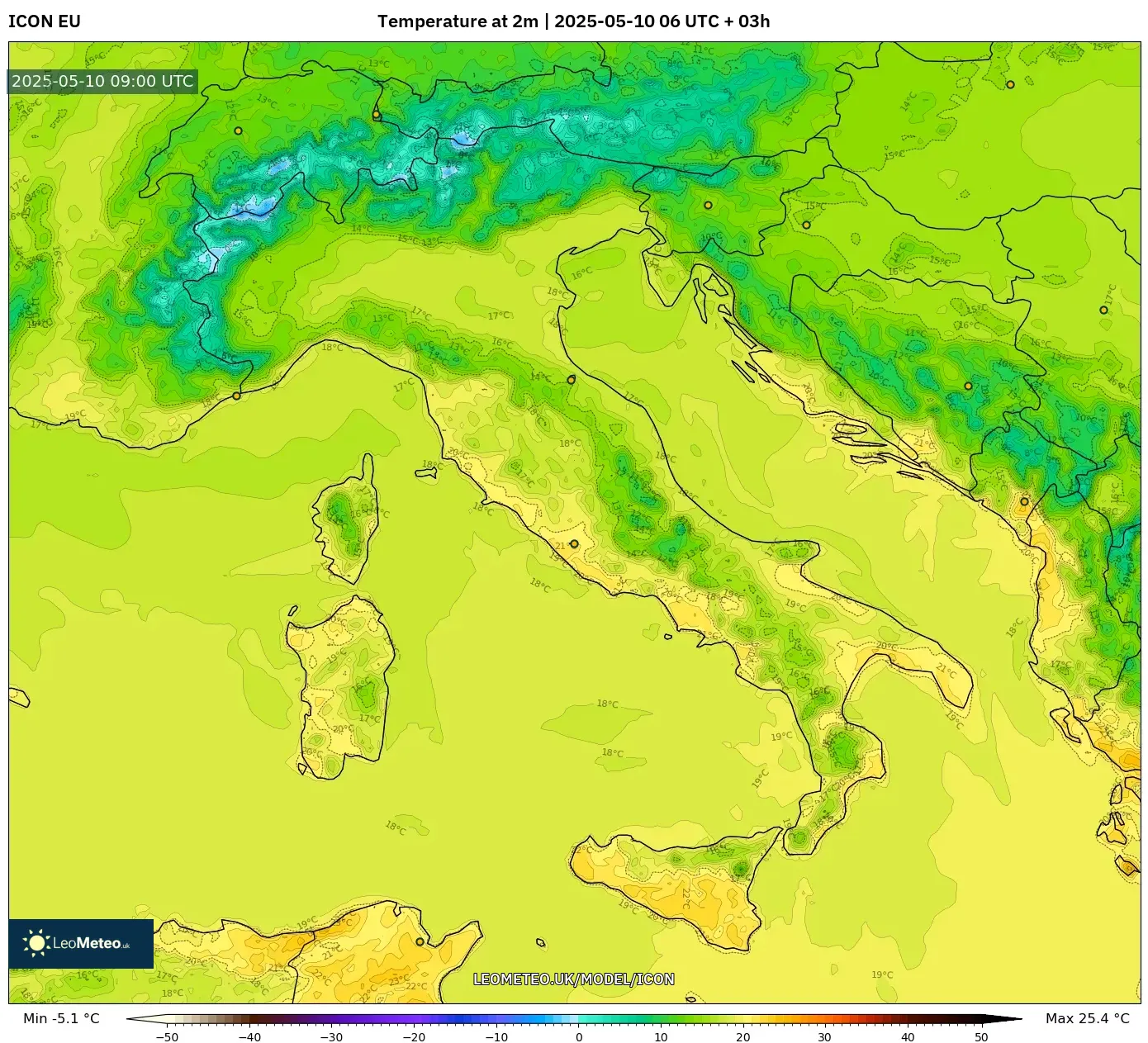ICON - Italy, Temperature at 2m ICON - Italy, Temperature at 2m