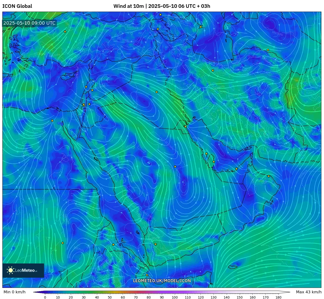 ICON - Middle East, Wind at 10m ICON - Middle East, Wind at 10m