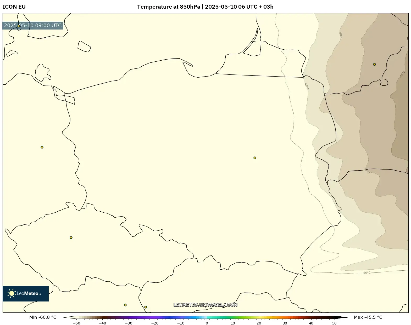 ICON - Poland, Temperature at 850hPa ICON - Poland, Temperature at 850hPa