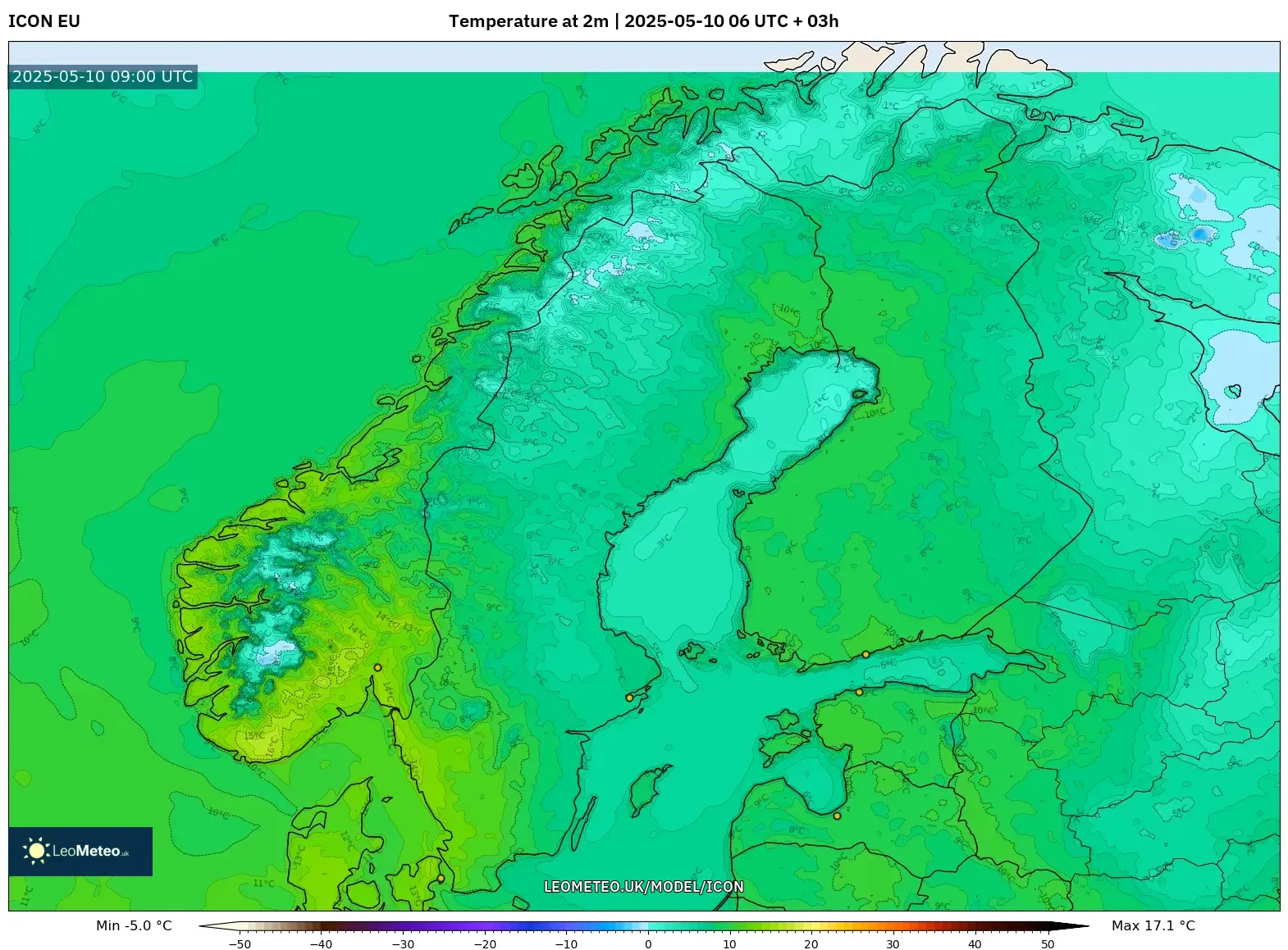 ICON - Scandinavia, Temperature at 2m ICON - Scandinavia, Temperature at 2m