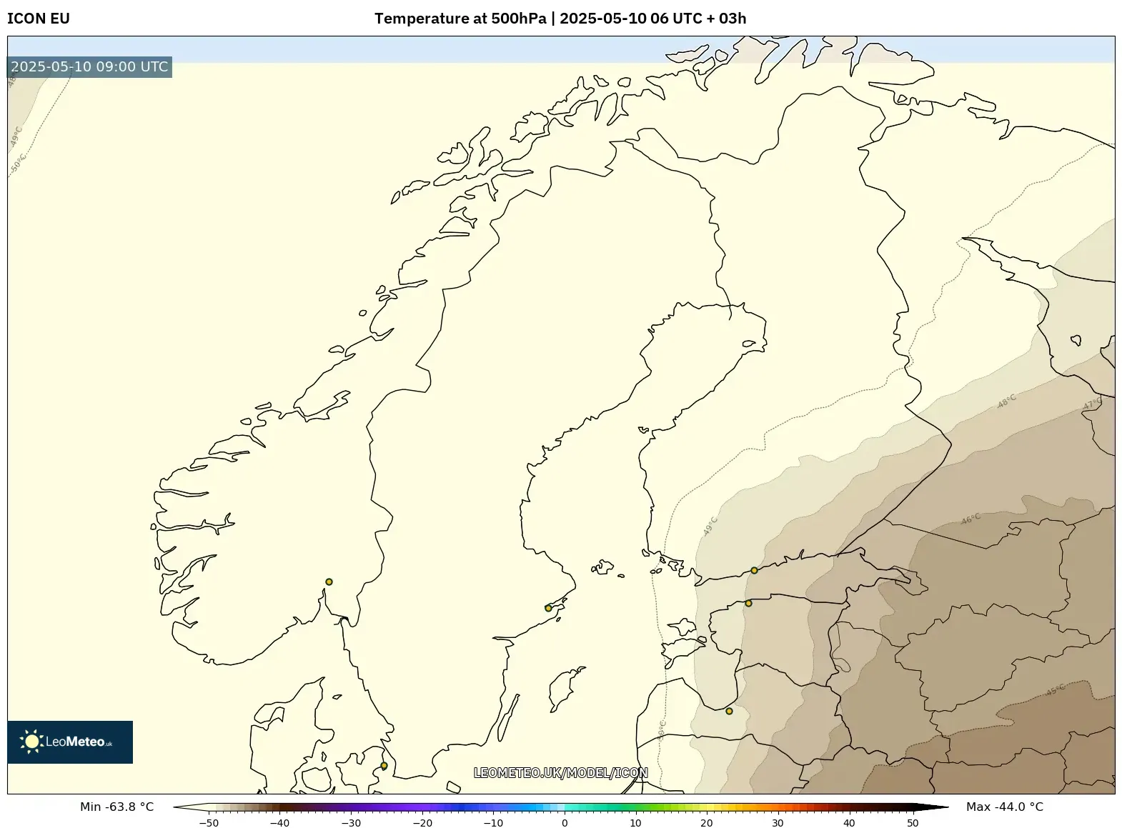 ICON - Scandinavia, Temperature at 500hPa ICON - Scandinavia, Temperature at 500hPa