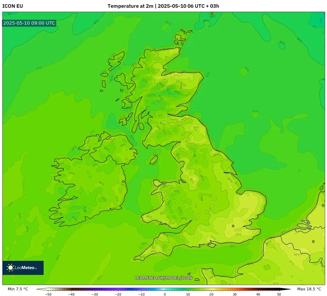 ICON - United Kingdom, Temperature at 2m ICON - United Kingdom, Temperature at 2m