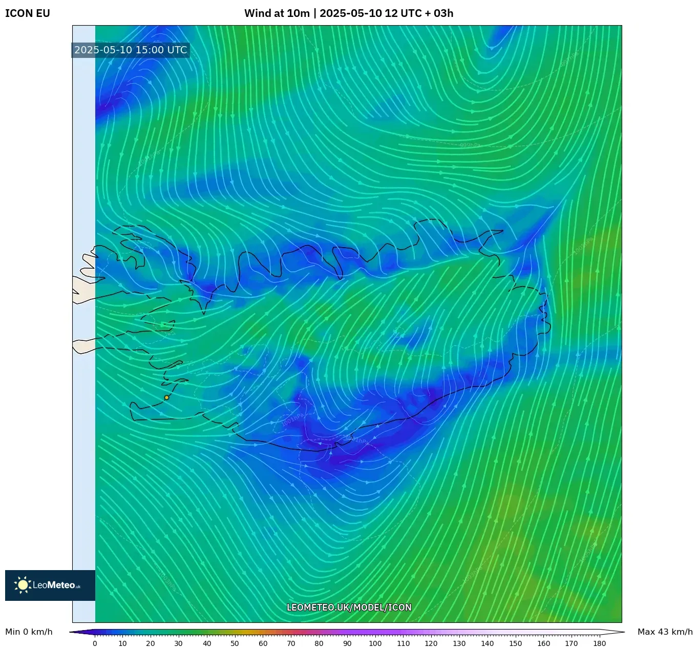 ICON - Iceland, Wind at 10m ICON - Iceland, Wind at 10m