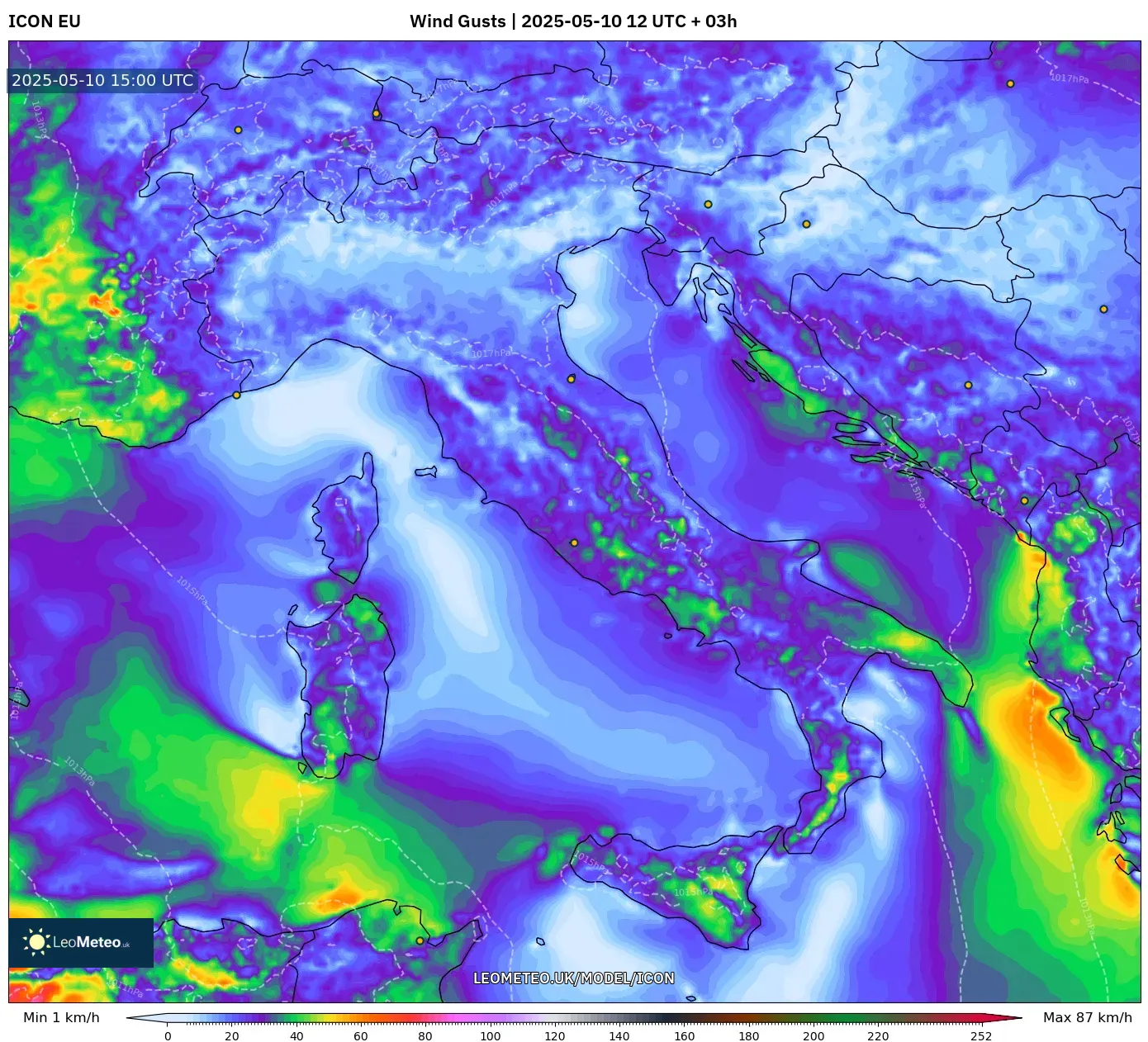 ICON - Italy, Wind Gusts ICON - Italy, Wind Gusts