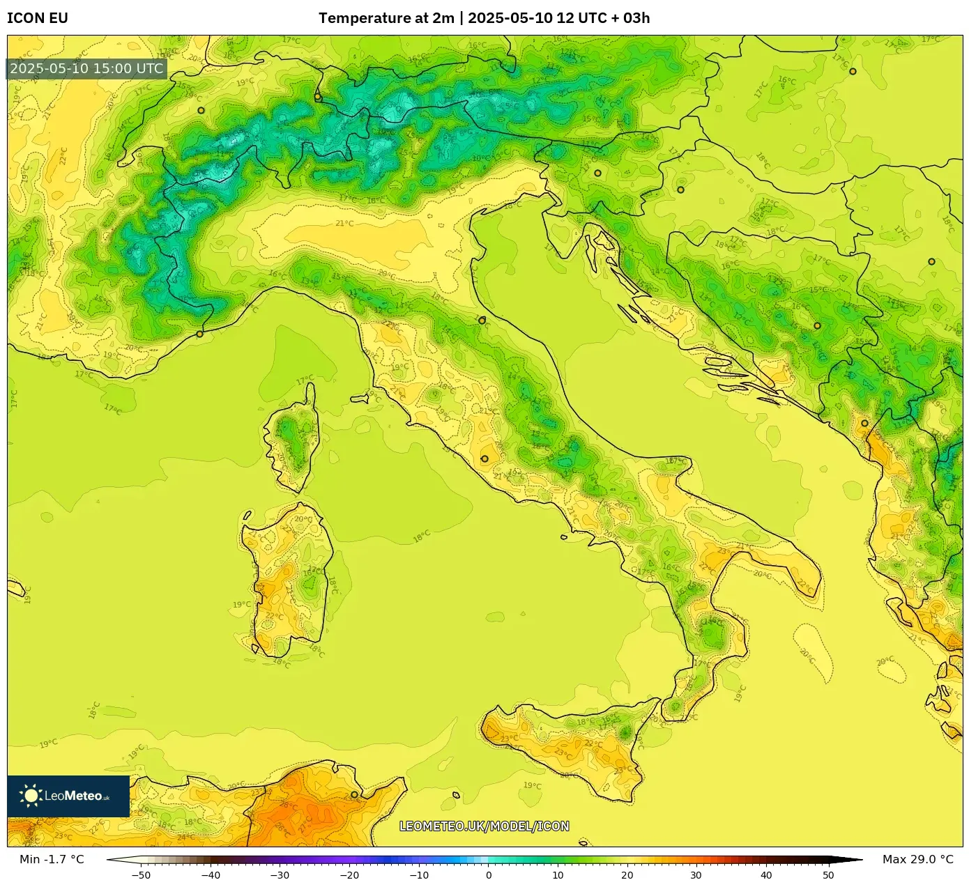 ICON - Italy, Temperature at 2m ICON - Italy, Temperature at 2m