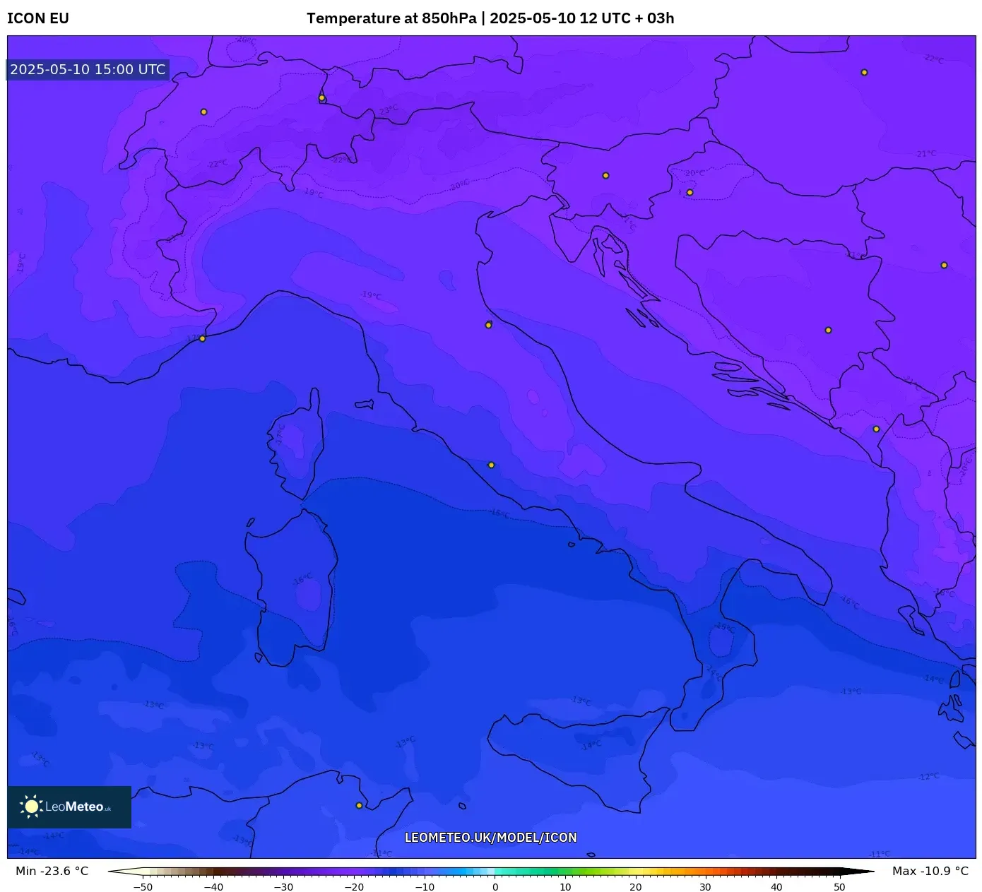 ICON - Italy, Temperature at 850hPa ICON - Italy, Temperature at 850hPa