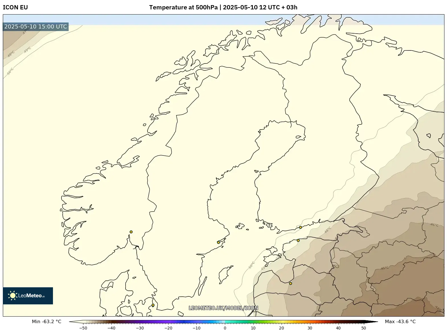 ICON - Scandinavia, Temperature at 500hPa ICON - Scandinavia, Temperature at 500hPa