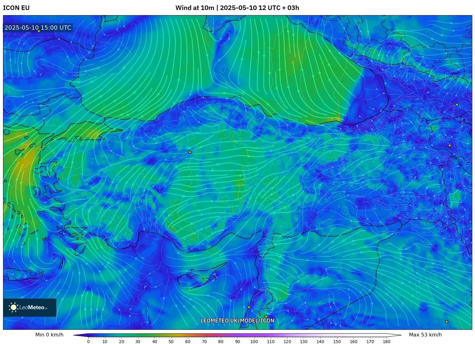 ICON - Turkey, Wind at 10m ICON - Turkey, Wind at 10m