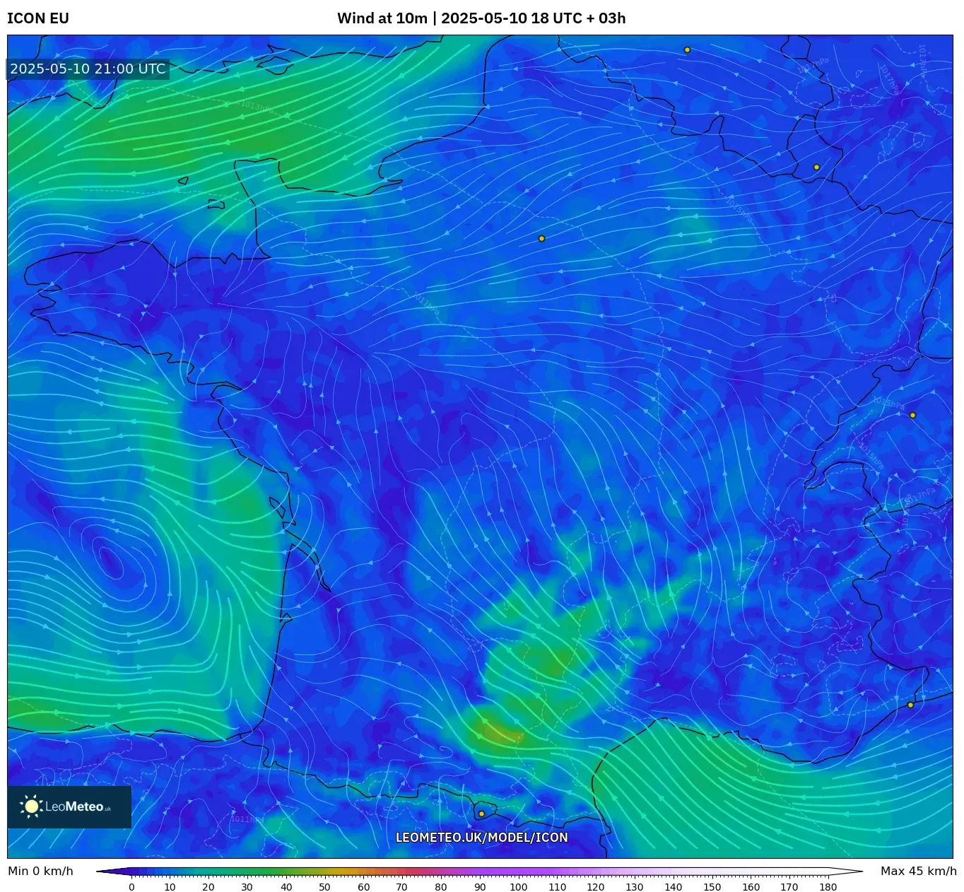 ICON - France, Wind at 10m ICON - France, Wind at 10m