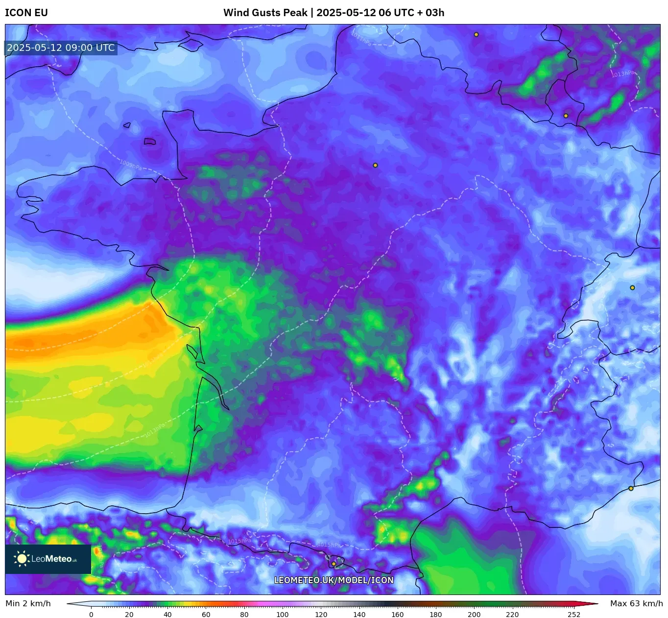 ICON - France, Wind Gusts Peak ICON - France, Wind Gusts Peak