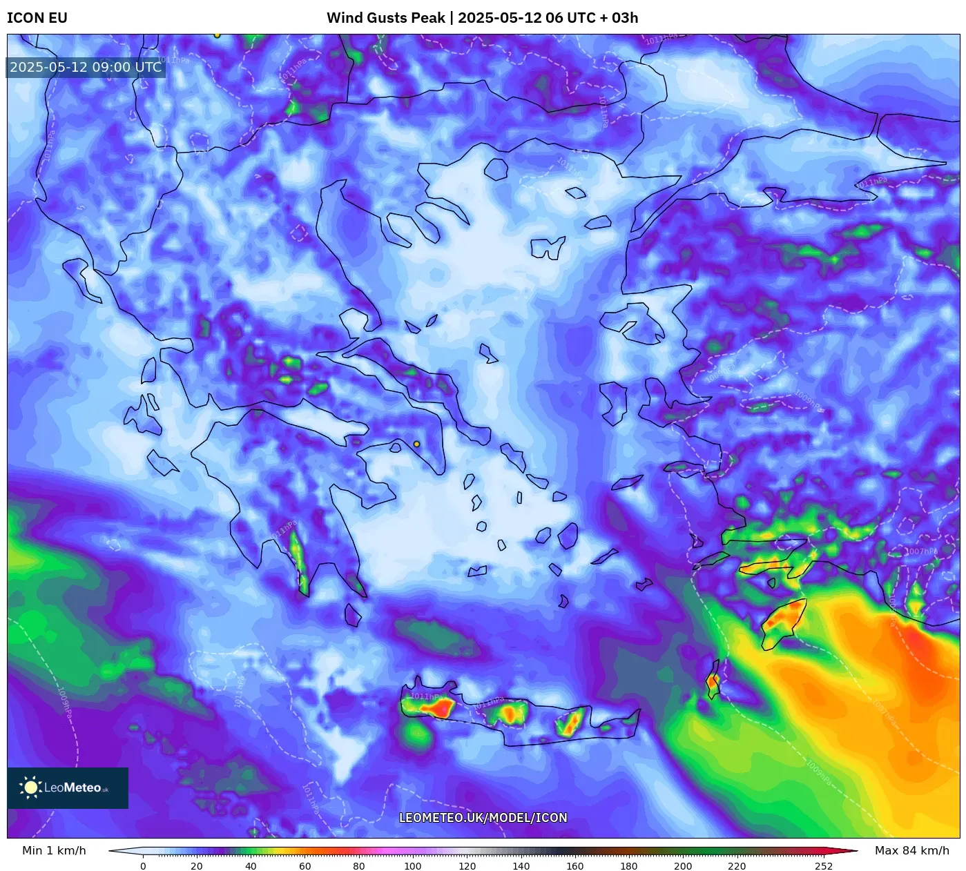 ICON - Greece, Wind Gusts Peak ICON - Greece, Wind Gusts Peak