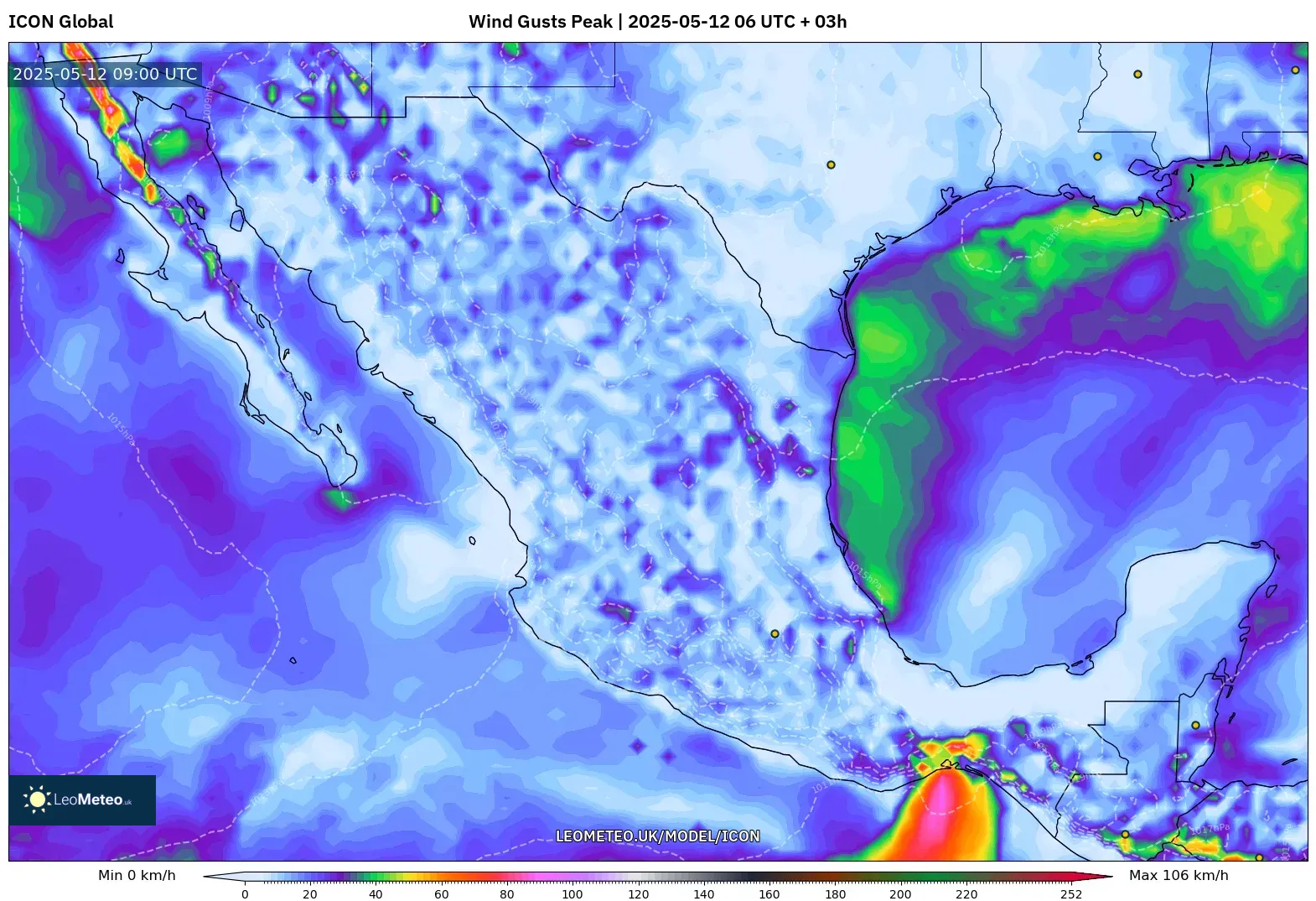 ICON - Mexico, Wind Gusts Peak ICON - Mexico, Wind Gusts Peak