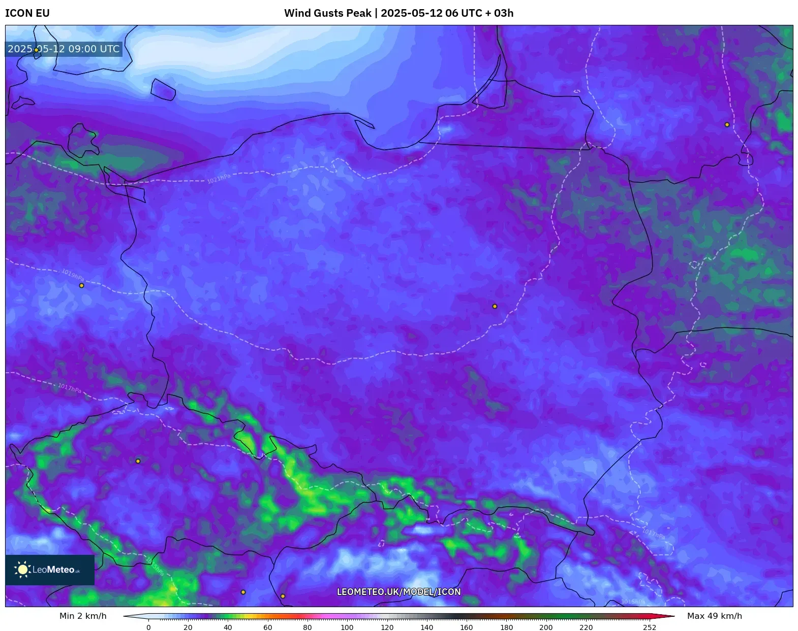 ICON - Poland, Wind Gusts Peak ICON - Poland, Wind Gusts Peak