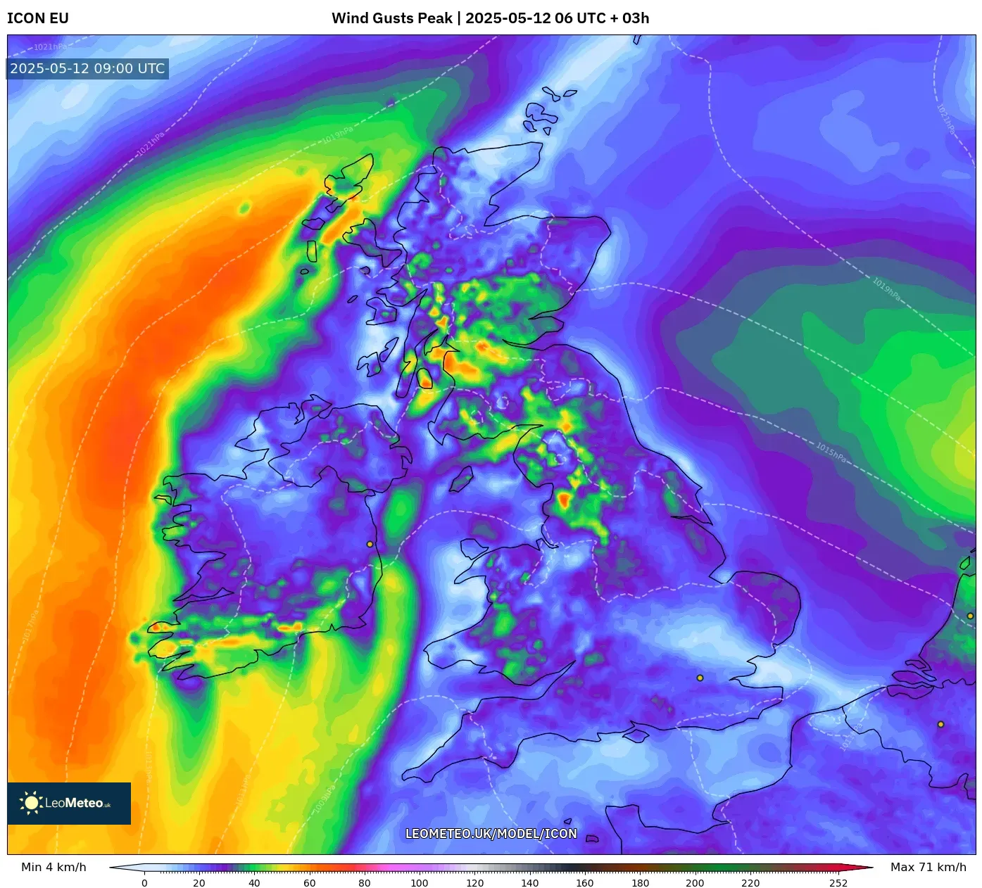 ICON - United Kingdom, Wind Gusts Peak ICON - United Kingdom, Wind Gusts Peak