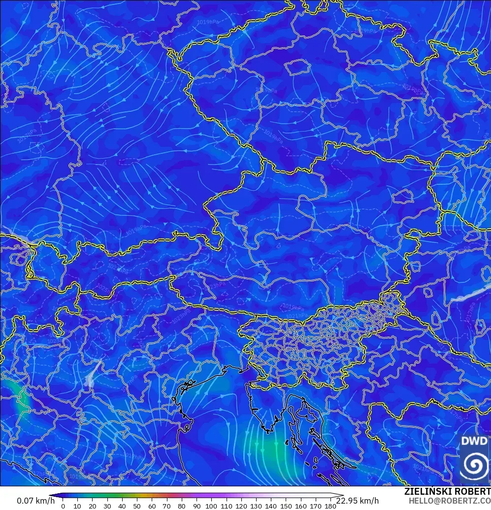 ICON model - Austria, Wind at 10m