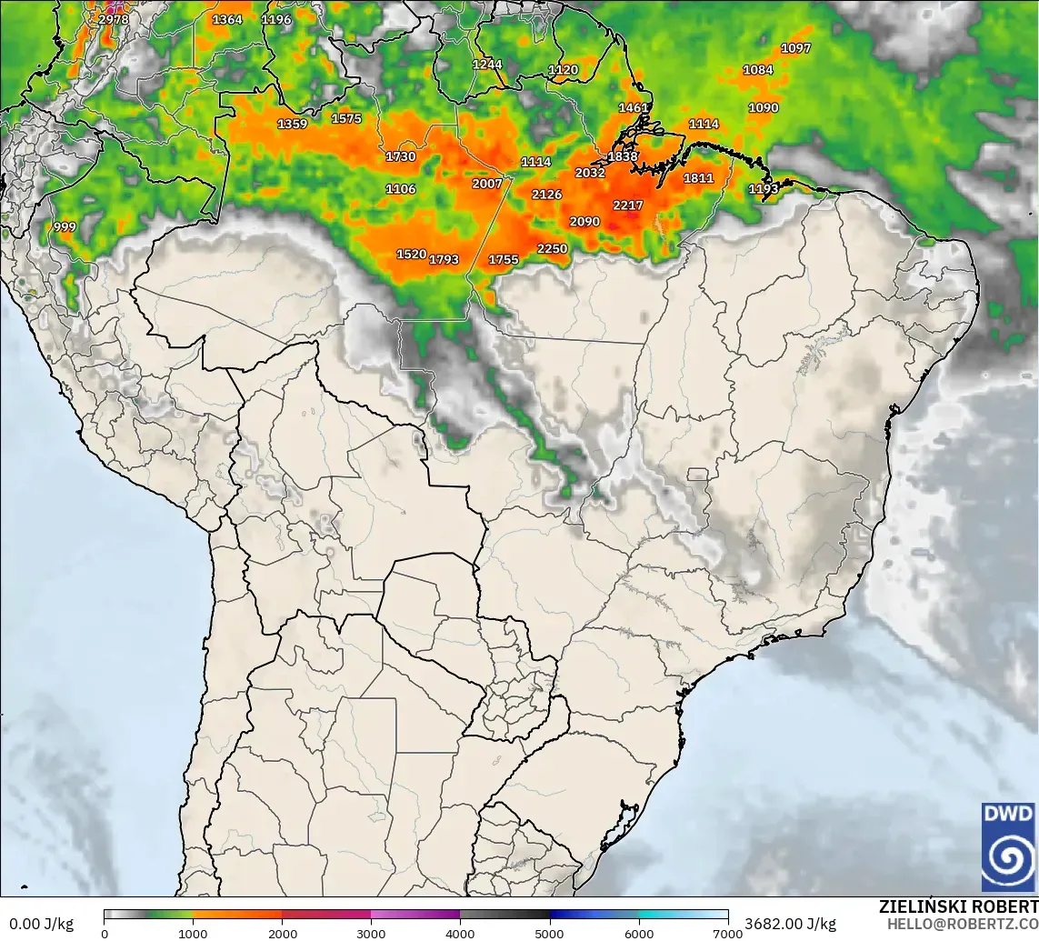 ICON model - Brazil, CAPE
