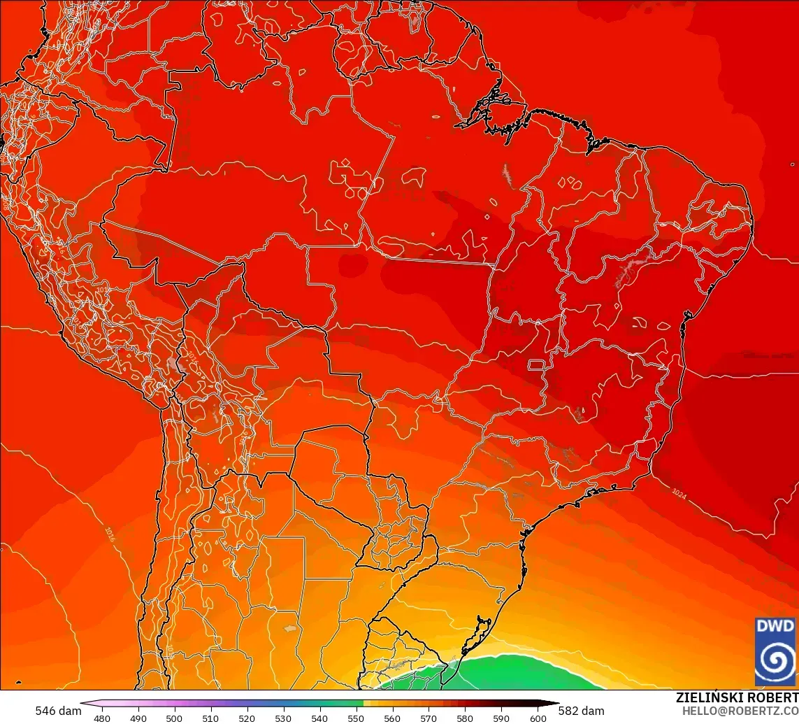 ICON model - Brazil, Geopotential height at 500hPa