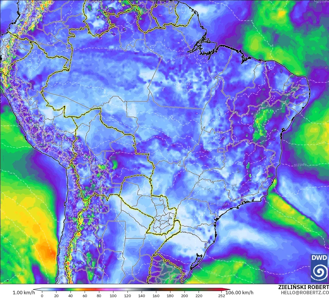 ICON model - Brazil, Wind Gusts