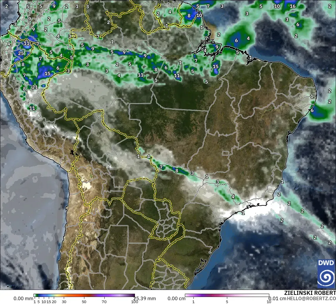 ICON model - Brazil, Precipitation, Clouds, and Pressure