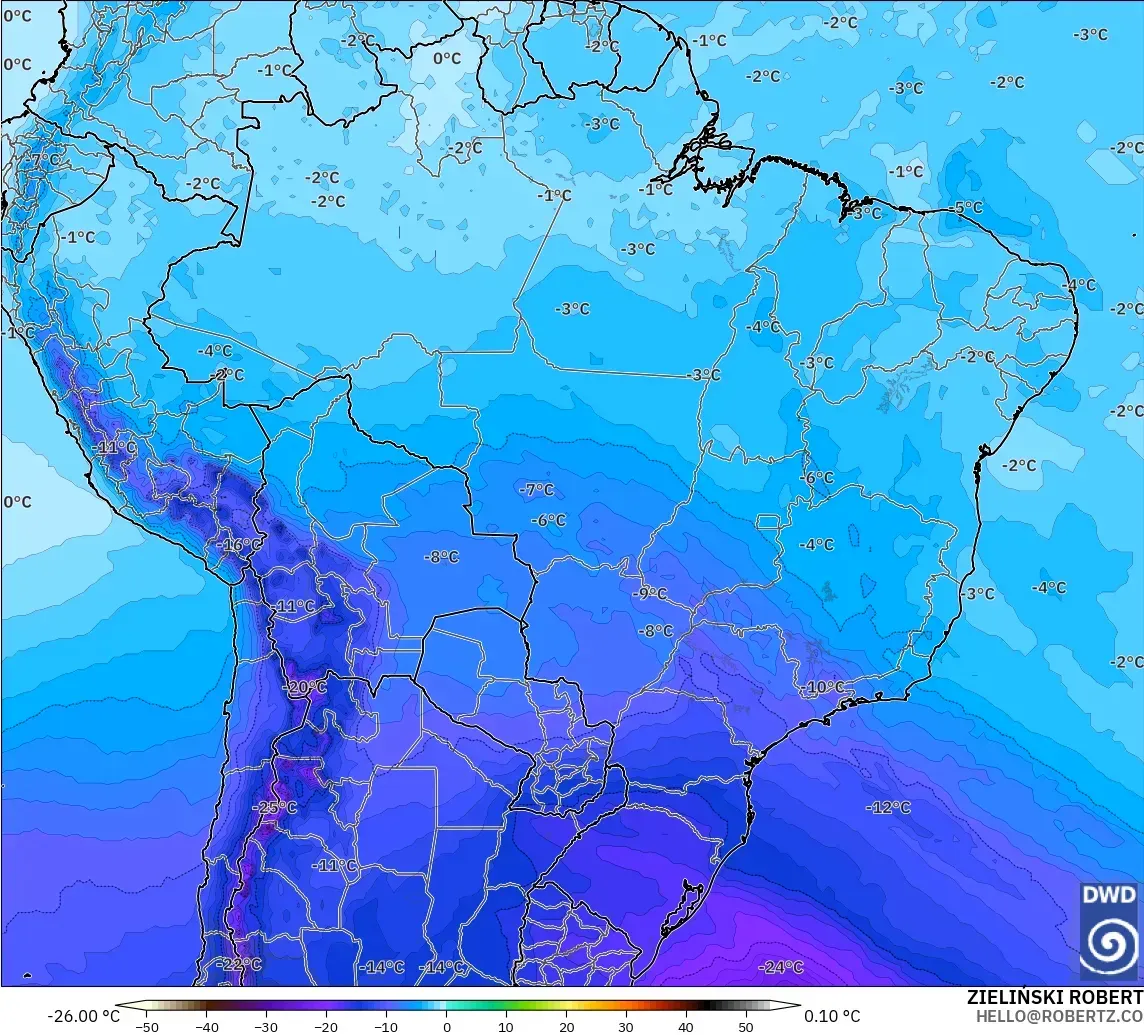 ICON model - Brazil, Temperature at 500hPa