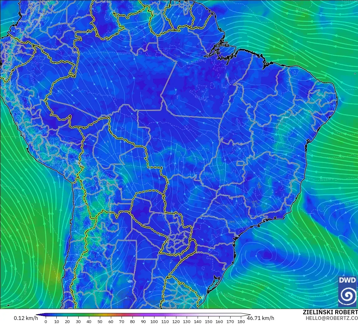 ICON model - Brazil, Wind at 10m