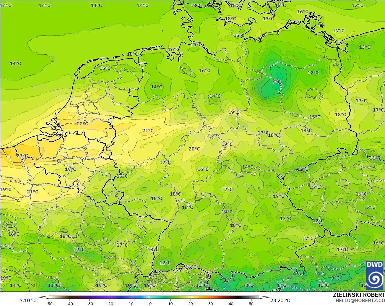 ICON model - Germany, Dewpoint at 2m