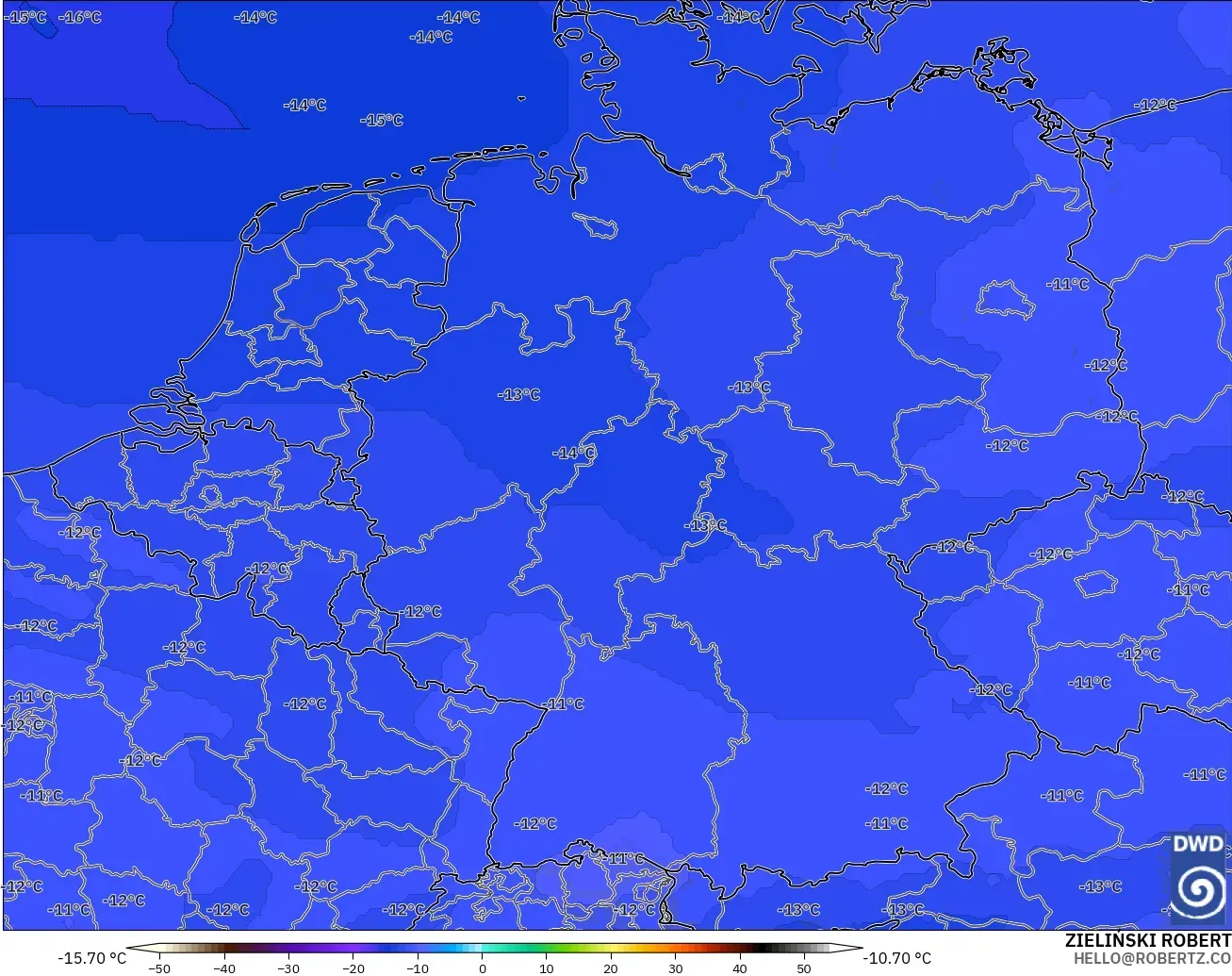 ICON model - Germany, Temperature at 500hPa