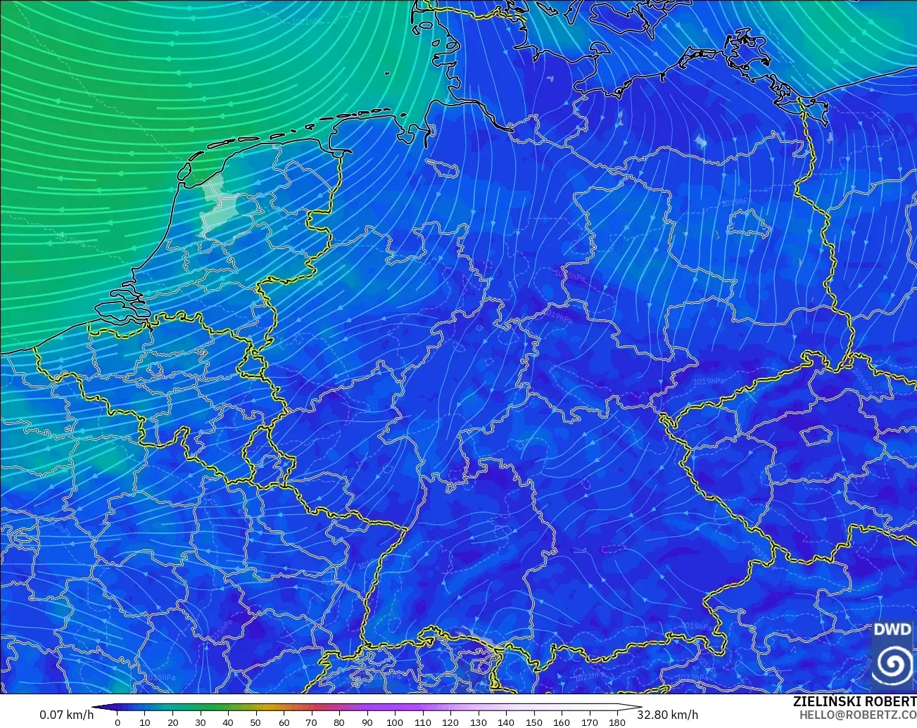 ICON model - Germany, Wind at 10m