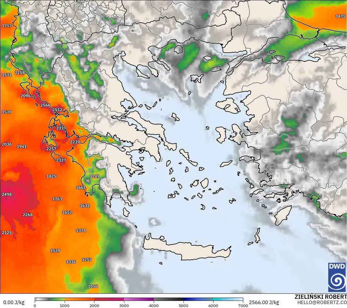 ICON model - Greece, CAPE