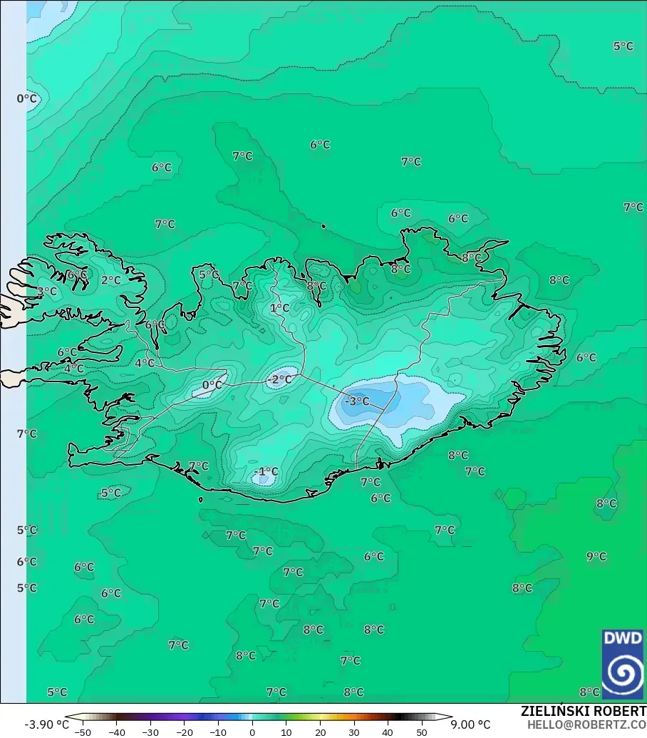 ICON model - Iceland, Dewpoint at 2m