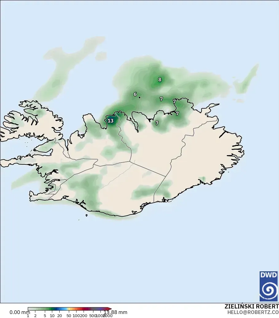 ICON model - Iceland, Precipitation Accumulation