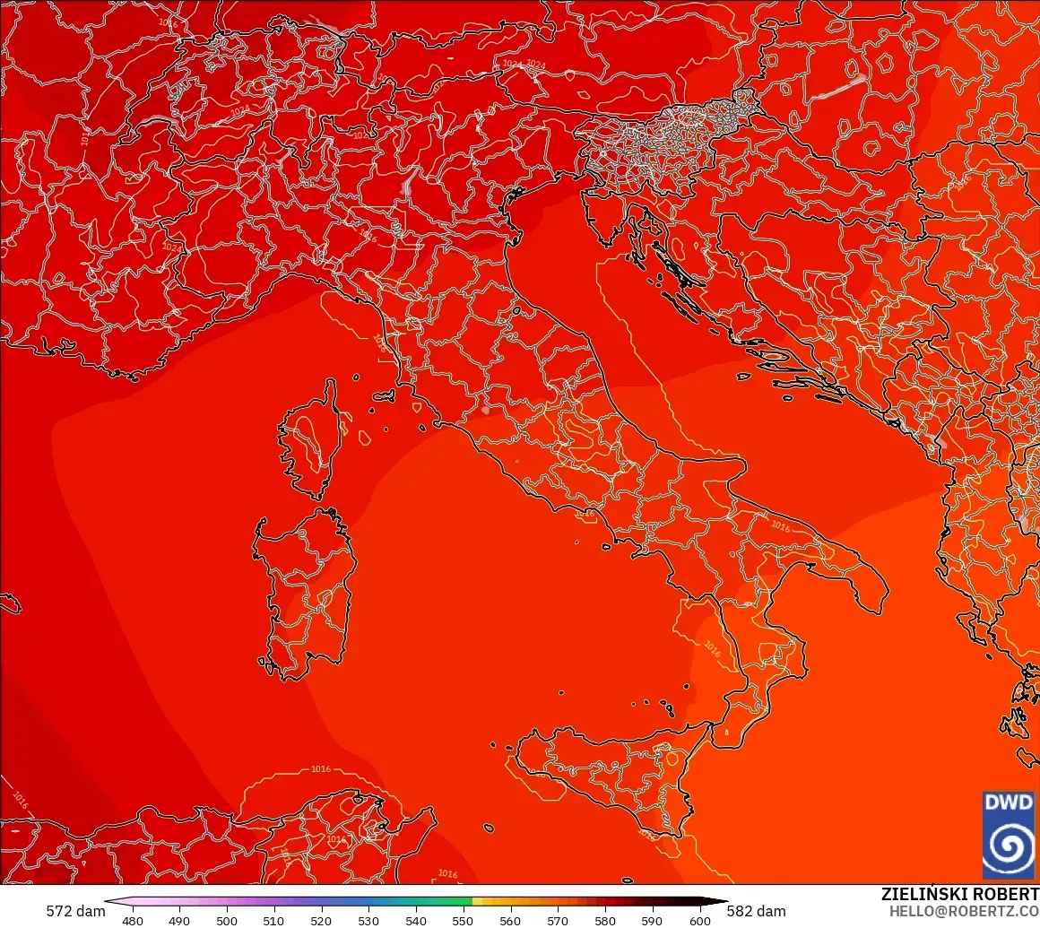ICON model - Italy, Geopotential height at 500hPa