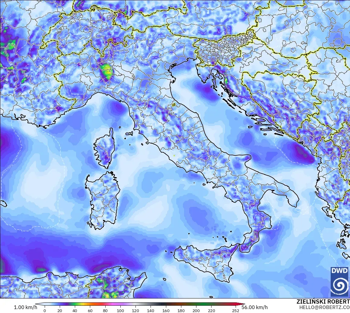 ICON model - Italy, Wind Gusts
