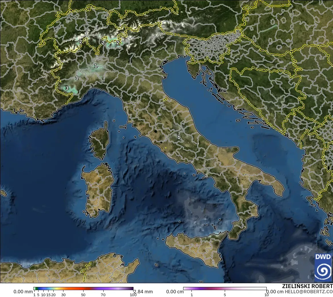 ICON model - Italy, Precipitation, Clouds, and Pressure