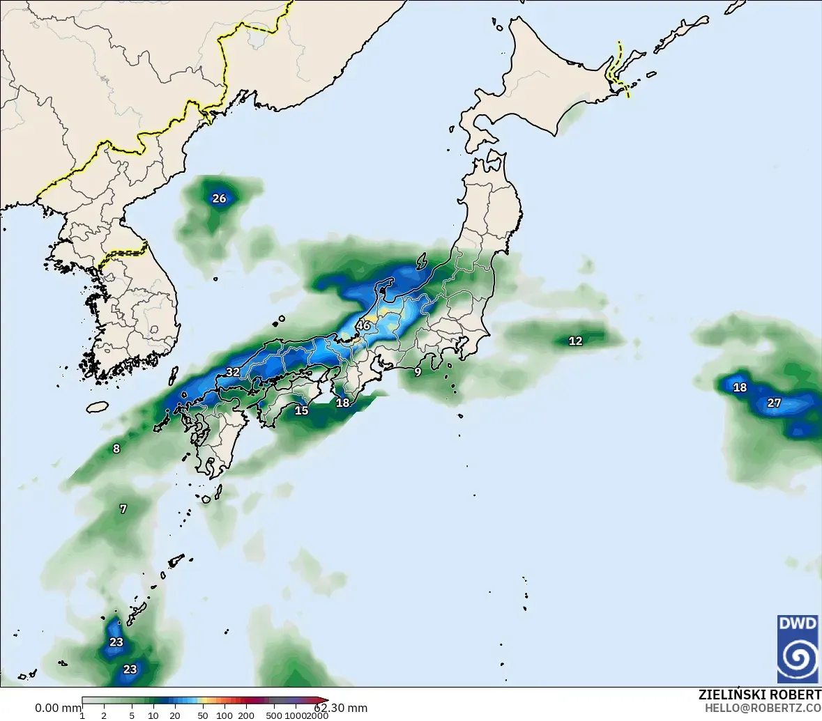 ICON model - Japan, Precipitation Accumulation